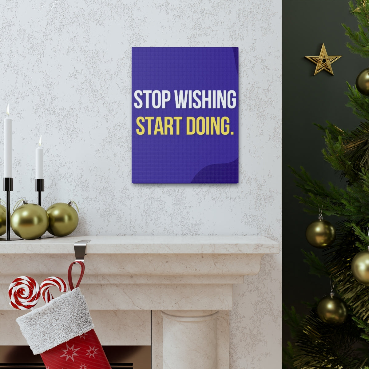 Scripture Walls Inspirational Wall Art Stop Wishing Start Doing Motivation Wall Decor for Home Office Gym Inspiring Success Quote Print Ready to Hang Unframed-Express Your Love Gifts