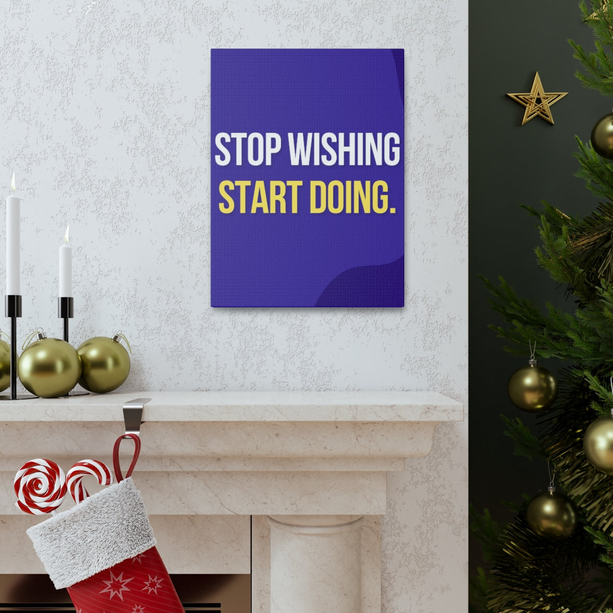 Scripture Walls Inspirational Wall Art Stop Wishing Start Doing Motivation Wall Decor for Home Office Gym Inspiring Success Quote Print Ready to Hang Unframed-Express Your Love Gifts