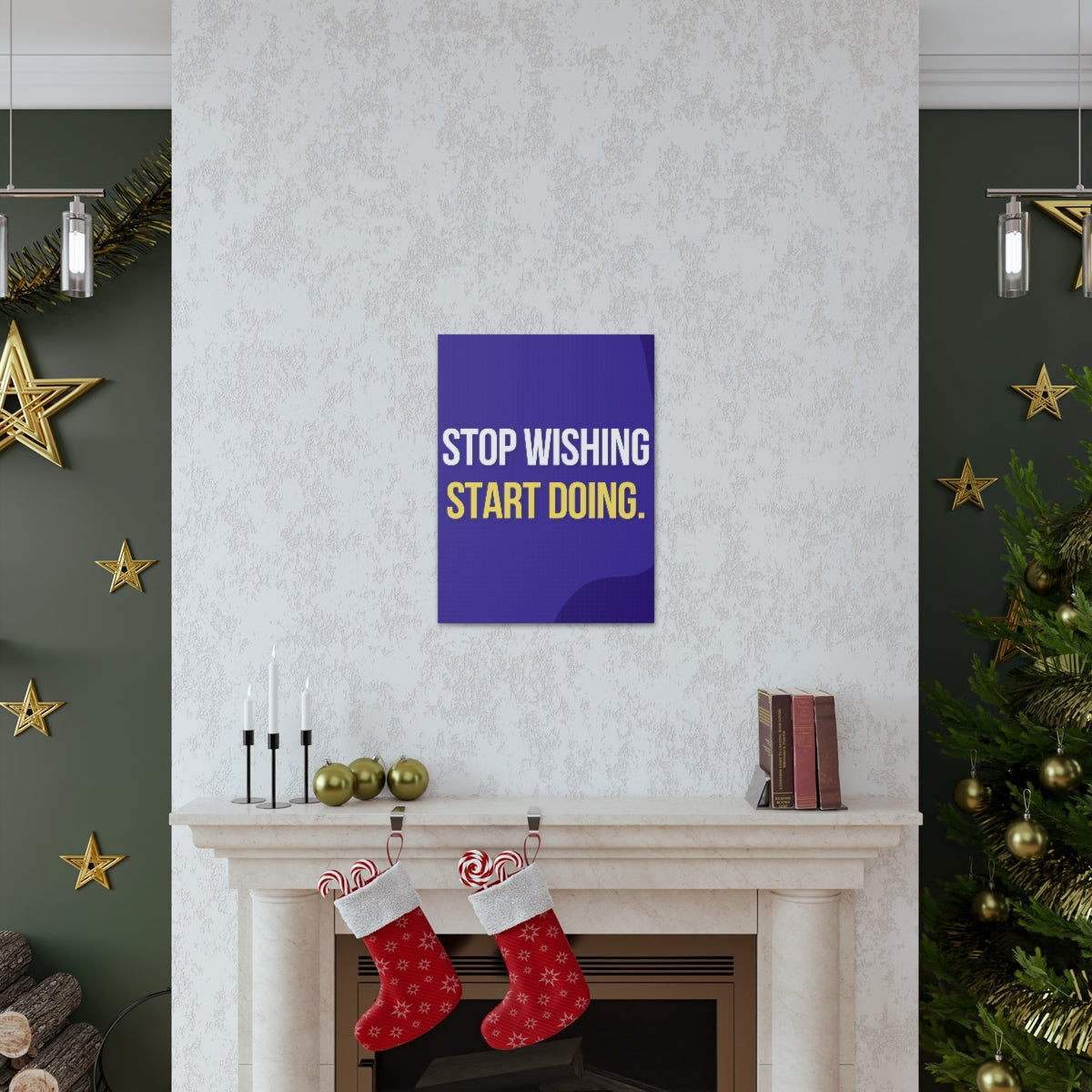 Scripture Walls Inspirational Wall Art Stop Wishing Start Doing Motivation Wall Decor for Home Office Gym Inspiring Success Quote Print Ready to Hang Unframed-Express Your Love Gifts
