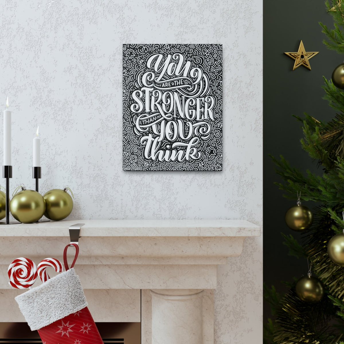 Scripture Walls Inspirational Wall Art Stronger Than You Think Motivation Wall Decor for Home Office Gym Inspiring Success Quote Print Ready to Hang Unframed-Express Your Love Gifts