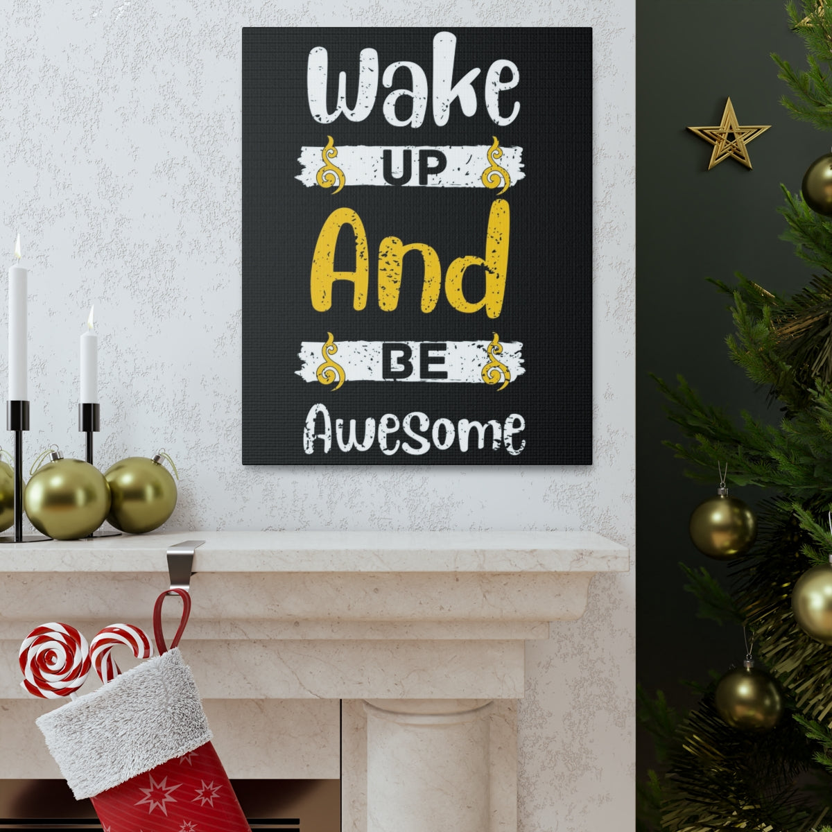 Scripture Walls Inspirational Wall Art Wake Up Be Awesome Motivation Wall Decor for Home Office Gym Inspiring Success Quote Print Ready to Hang Unframed-Express Your Love Gifts