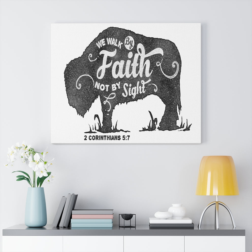 Scripture Walls Inspirational Wall Art We Walk By Faith Wall Art Motivation Wall Decor for Home Office Gym Inspiring Success Quote Print Ready to Hang Unframed-Express Your Love Gifts