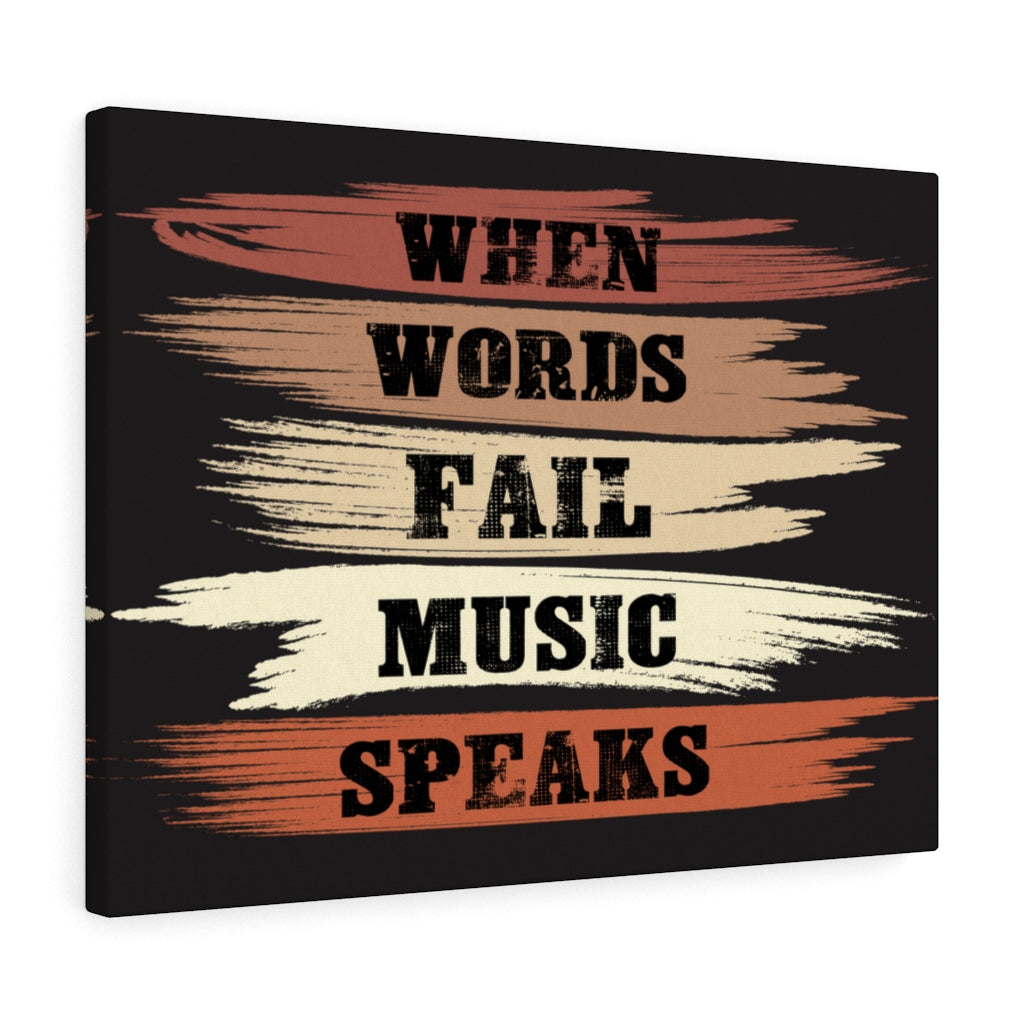 Scripture Walls Inspirational Wall Art When Words Fail Music Speaks Black Wall Art Motivation Wall Decor for Home Office Gym Inspiring Success Quote Print Ready to Hang Unframed-Express Your Love Gifts