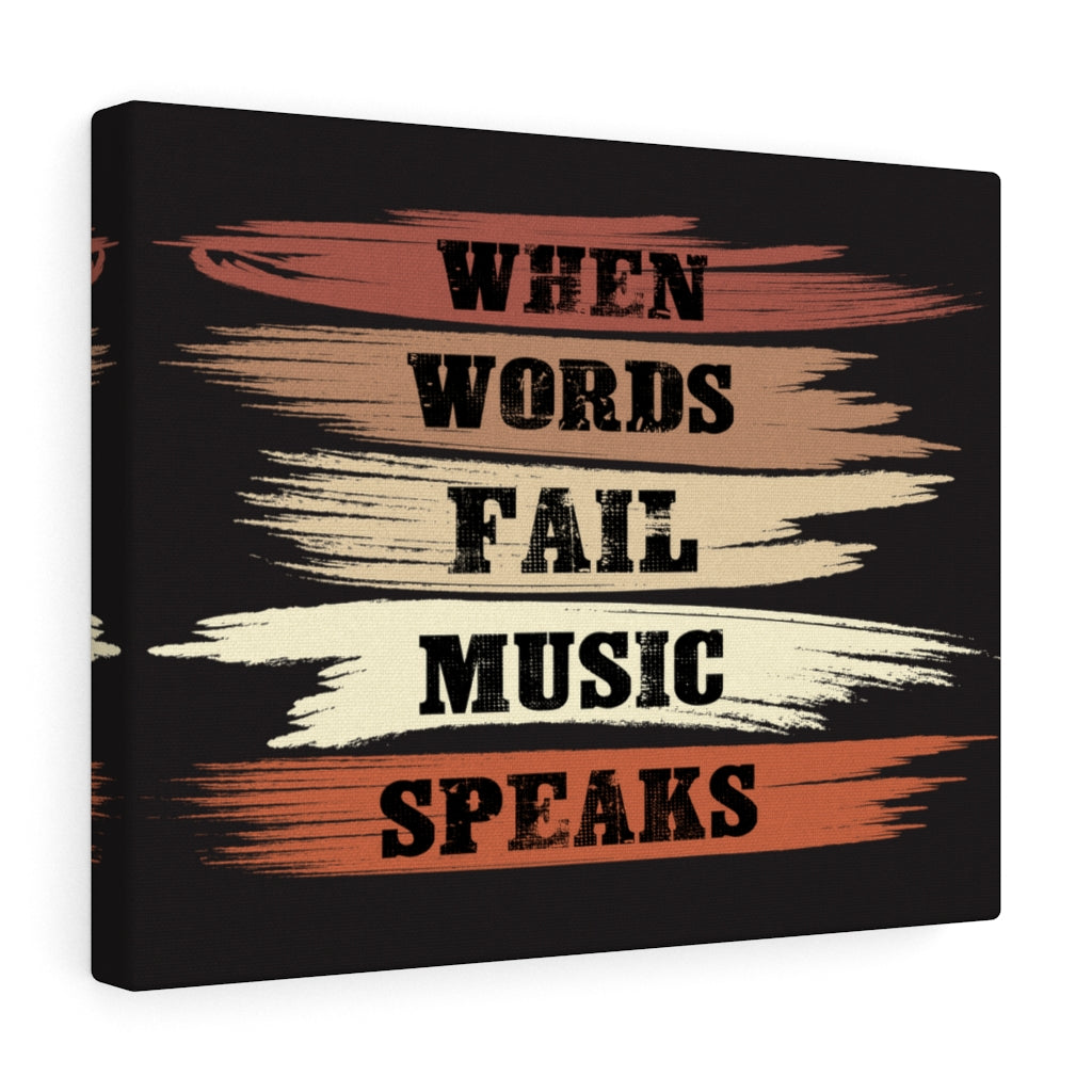 Scripture Walls Inspirational Wall Art When Words Fail Music Speaks Black Wall Art Motivation Wall Decor for Home Office Gym Inspiring Success Quote Print Ready to Hang Unframed-Express Your Love Gifts