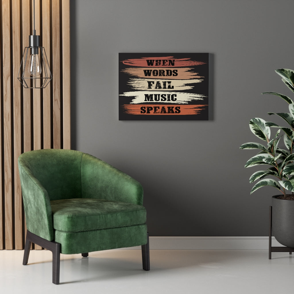 Scripture Walls Inspirational Wall Art When Words Fail Music Speaks Black Wall Art Motivation Wall Decor for Home Office Gym Inspiring Success Quote Print Ready to Hang Unframed-Express Your Love Gifts