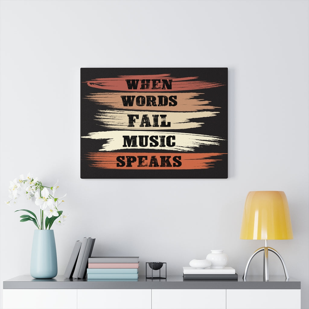 Scripture Walls Inspirational Wall Art When Words Fail Music Speaks Black Wall Art Motivation Wall Decor for Home Office Gym Inspiring Success Quote Print Ready to Hang Unframed-Express Your Love Gifts