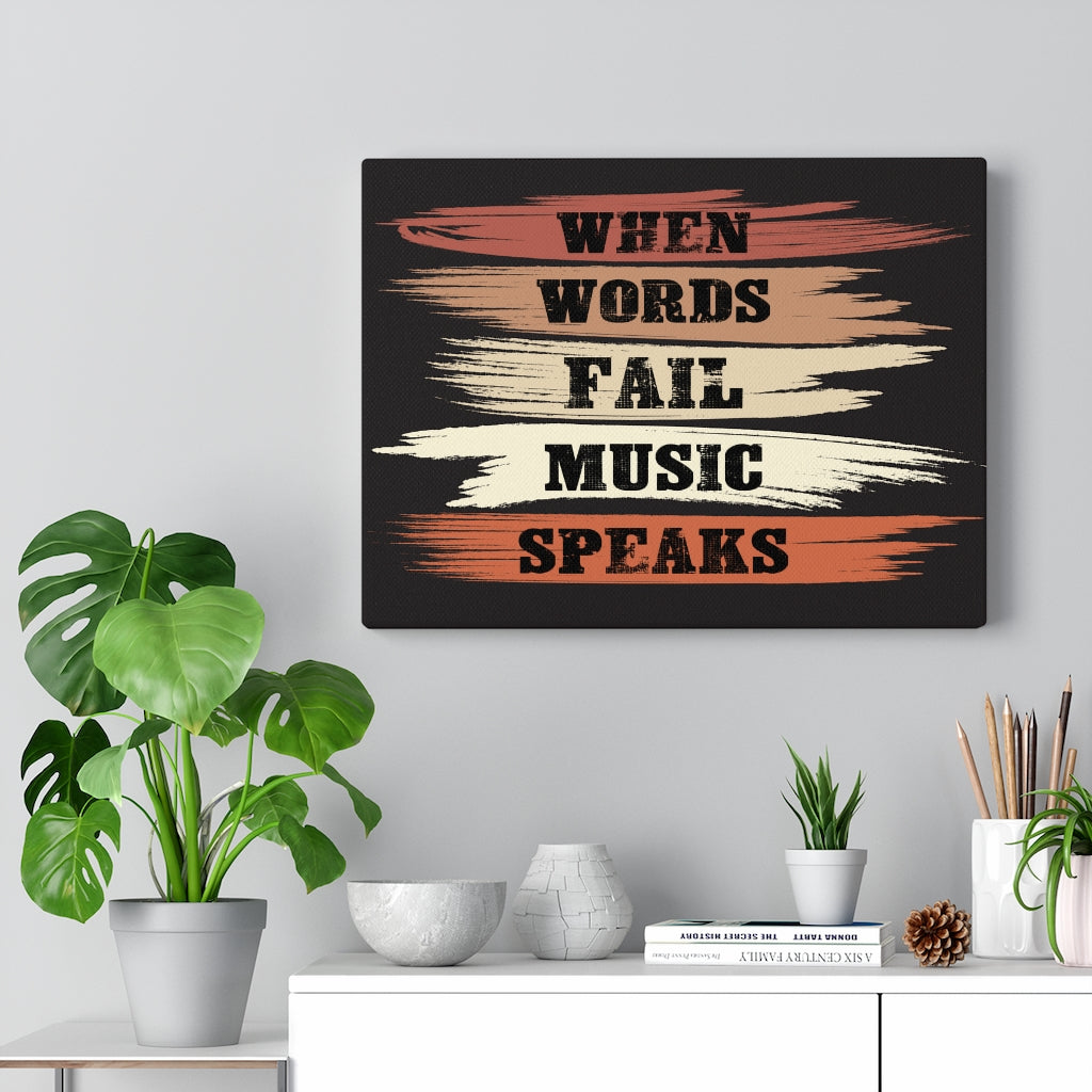 Scripture Walls Inspirational Wall Art When Words Fail Music Speaks Black Wall Art Motivation Wall Decor for Home Office Gym Inspiring Success Quote Print Ready to Hang Unframed-Express Your Love Gifts
