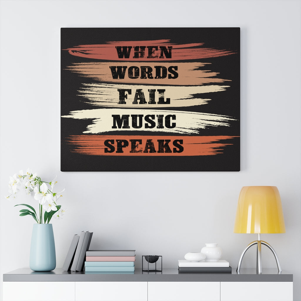 Scripture Walls Inspirational Wall Art When Words Fail Music Speaks Black Wall Art Motivation Wall Decor for Home Office Gym Inspiring Success Quote Print Ready to Hang Unframed-Express Your Love Gifts