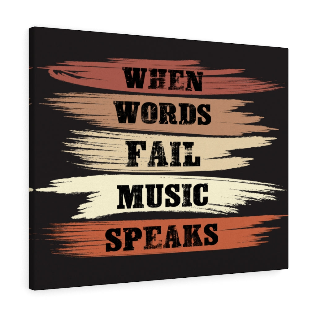 Scripture Walls Inspirational Wall Art When Words Fail Music Speaks Black Wall Art Motivation Wall Decor for Home Office Gym Inspiring Success Quote Print Ready to Hang Unframed-Express Your Love Gifts