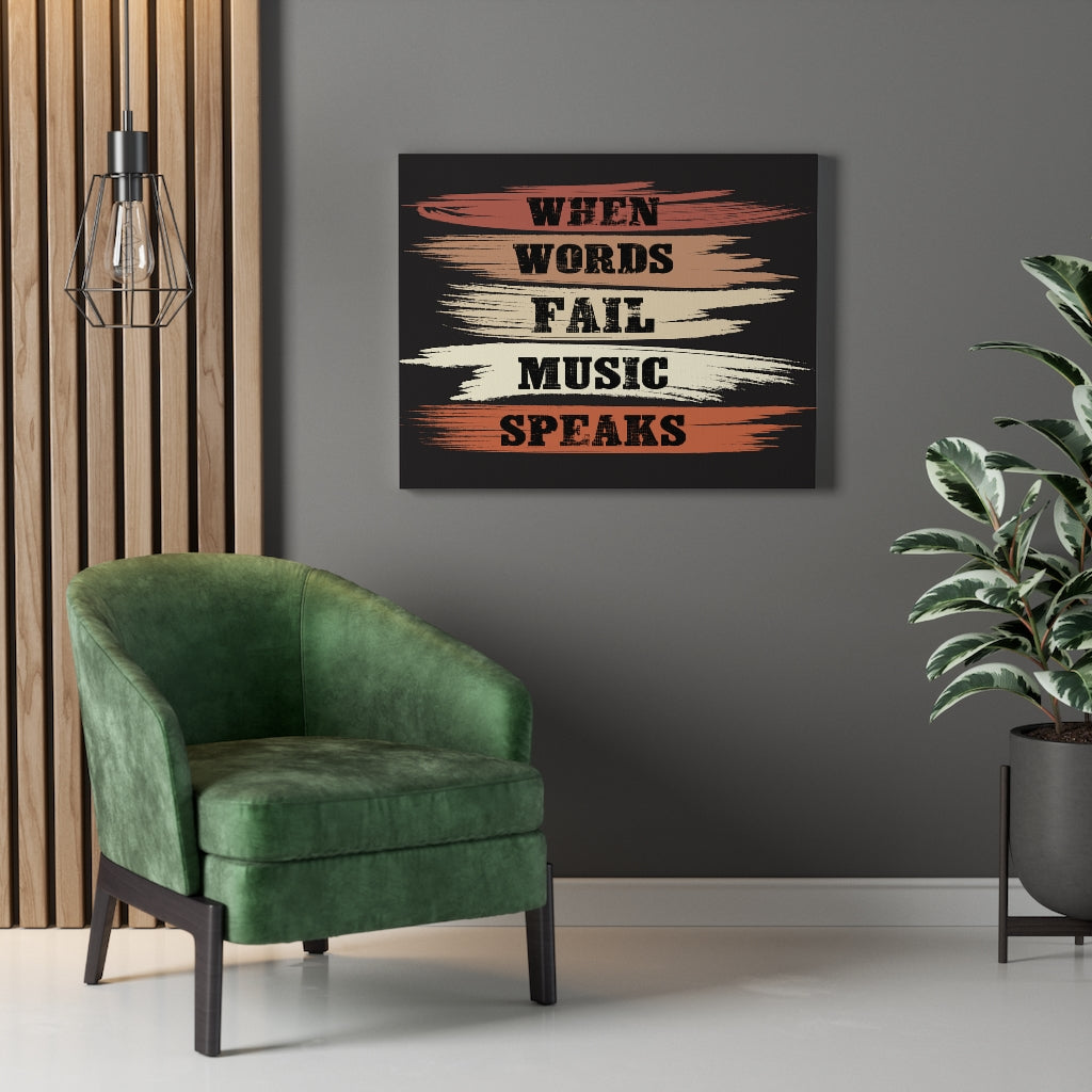 Scripture Walls Inspirational Wall Art When Words Fail Music Speaks Black Wall Art Motivation Wall Decor for Home Office Gym Inspiring Success Quote Print Ready to Hang Unframed-Express Your Love Gifts