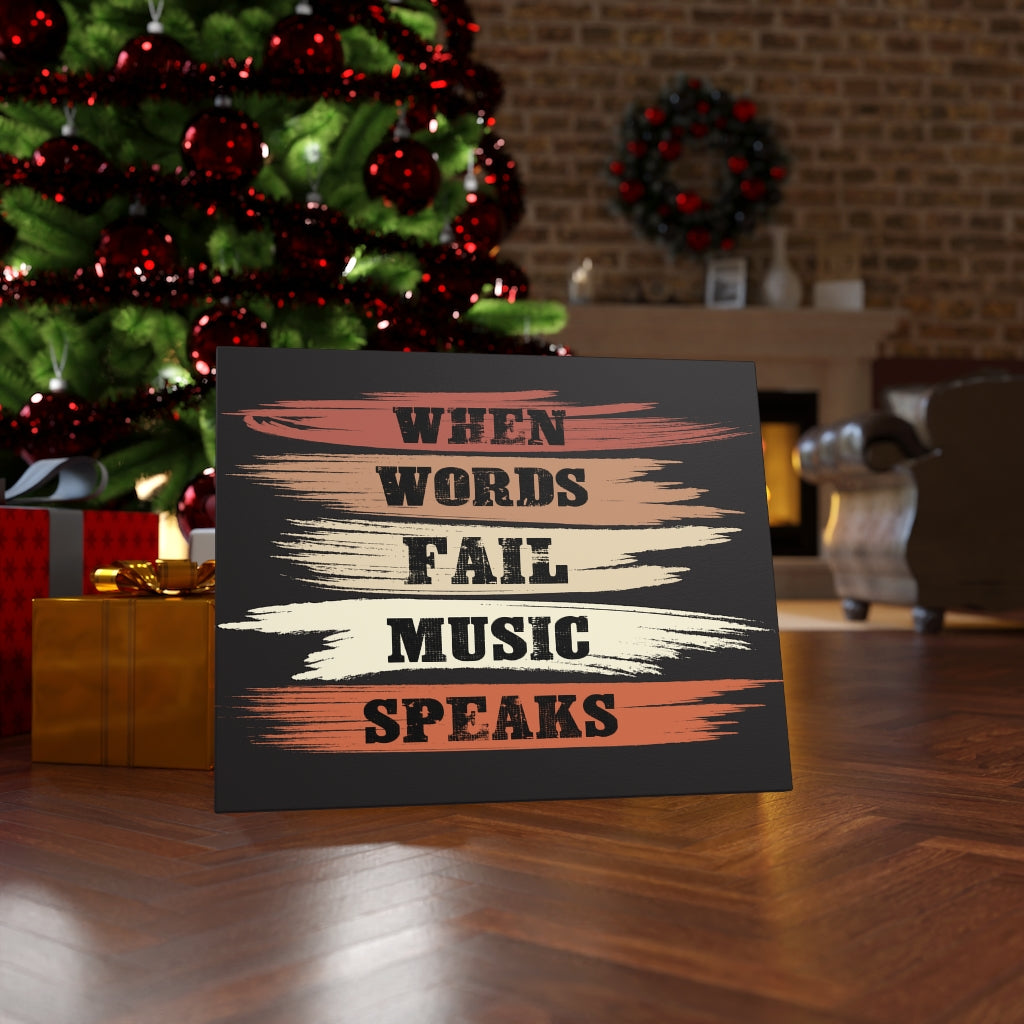 Scripture Walls Inspirational Wall Art When Words Fail Music Speaks Black Wall Art Motivation Wall Decor for Home Office Gym Inspiring Success Quote Print Ready to Hang Unframed-Express Your Love Gifts