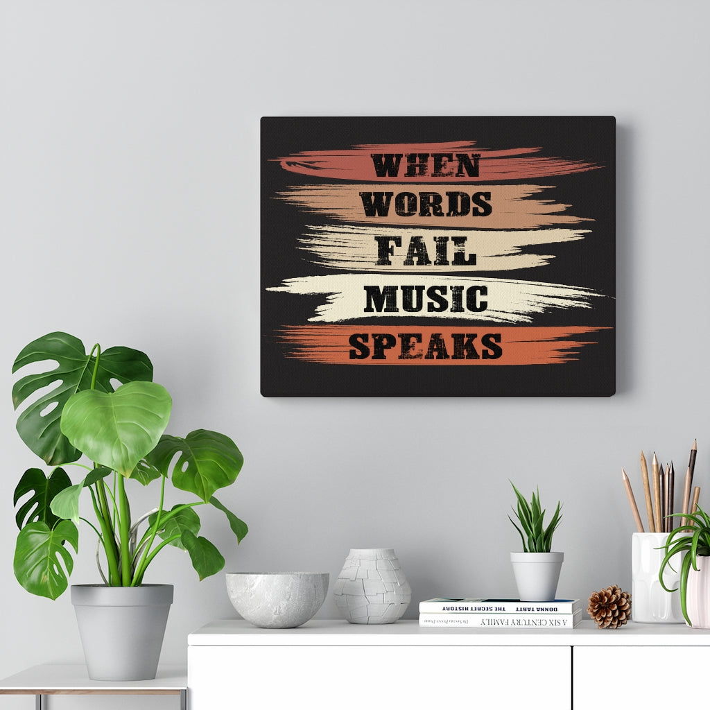 Scripture Walls Inspirational Wall Art When Words Fail Music Speaks Black Wall Art Motivation Wall Decor for Home Office Gym Inspiring Success Quote Print Ready to Hang Unframed-Express Your Love Gifts