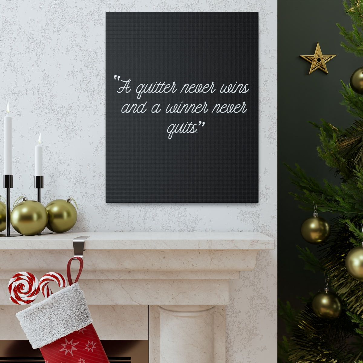 Scripture Walls Inspirational Wall Art Winner Never Quits Motivation Wall Decor for Home Office Gym Inspiring Success Quote Print Ready to Hang Unframed-Express Your Love Gifts