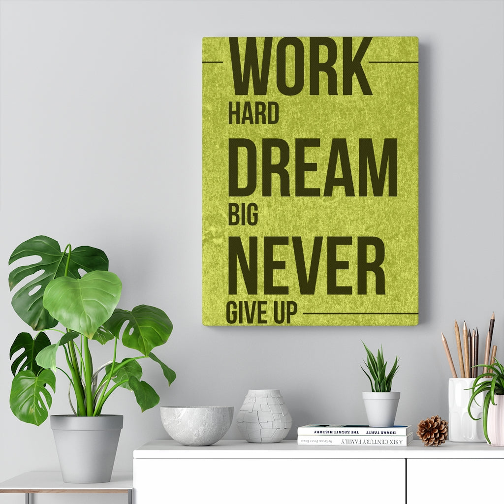 Scripture Walls Inspirational Wall Art Work Hard Dream Big Green Motivational Print Ready to Hang Artwork Unframed-Express Your Love Gifts