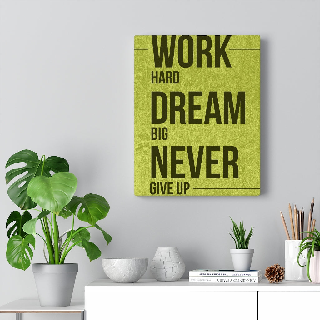 Scripture Walls Inspirational Wall Art Work Hard Dream Big Green Motivational Print Ready to Hang Artwork Unframed-Express Your Love Gifts