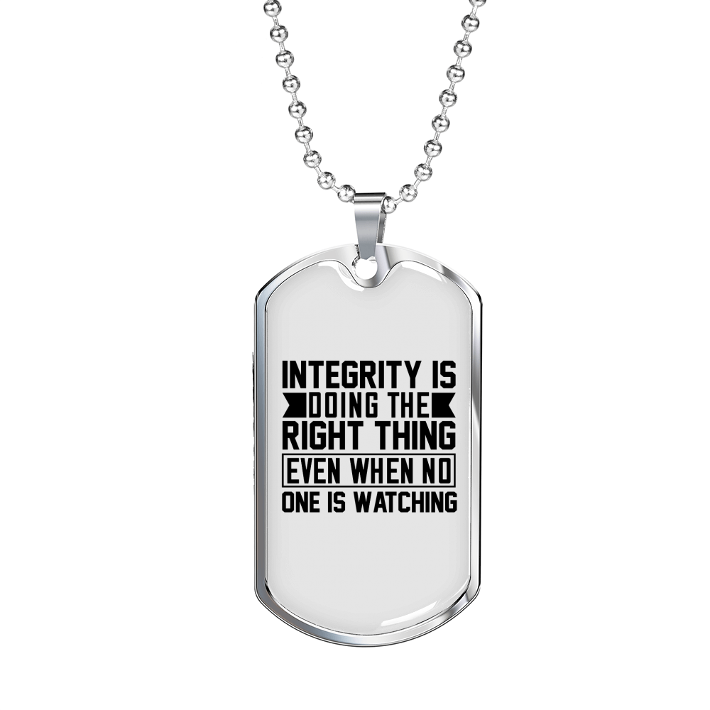 Integrity Christian Necklace Stainless Steel or 18k Gold Dog Tag 24" Chain-Express Your Love Gifts