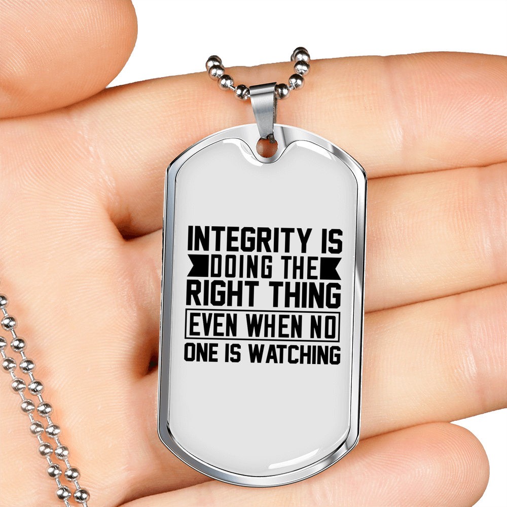 Integrity Christian Necklace Stainless Steel or 18k Gold Dog Tag 24" Chain-Express Your Love Gifts