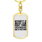 Integrity Keychain Stainless Steel or 18k Gold Dog Tag Keyring-Express Your Love Gifts