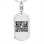 Integrity Keychain Stainless Steel or 18k Gold Dog Tag Keyring-Express Your Love Gifts