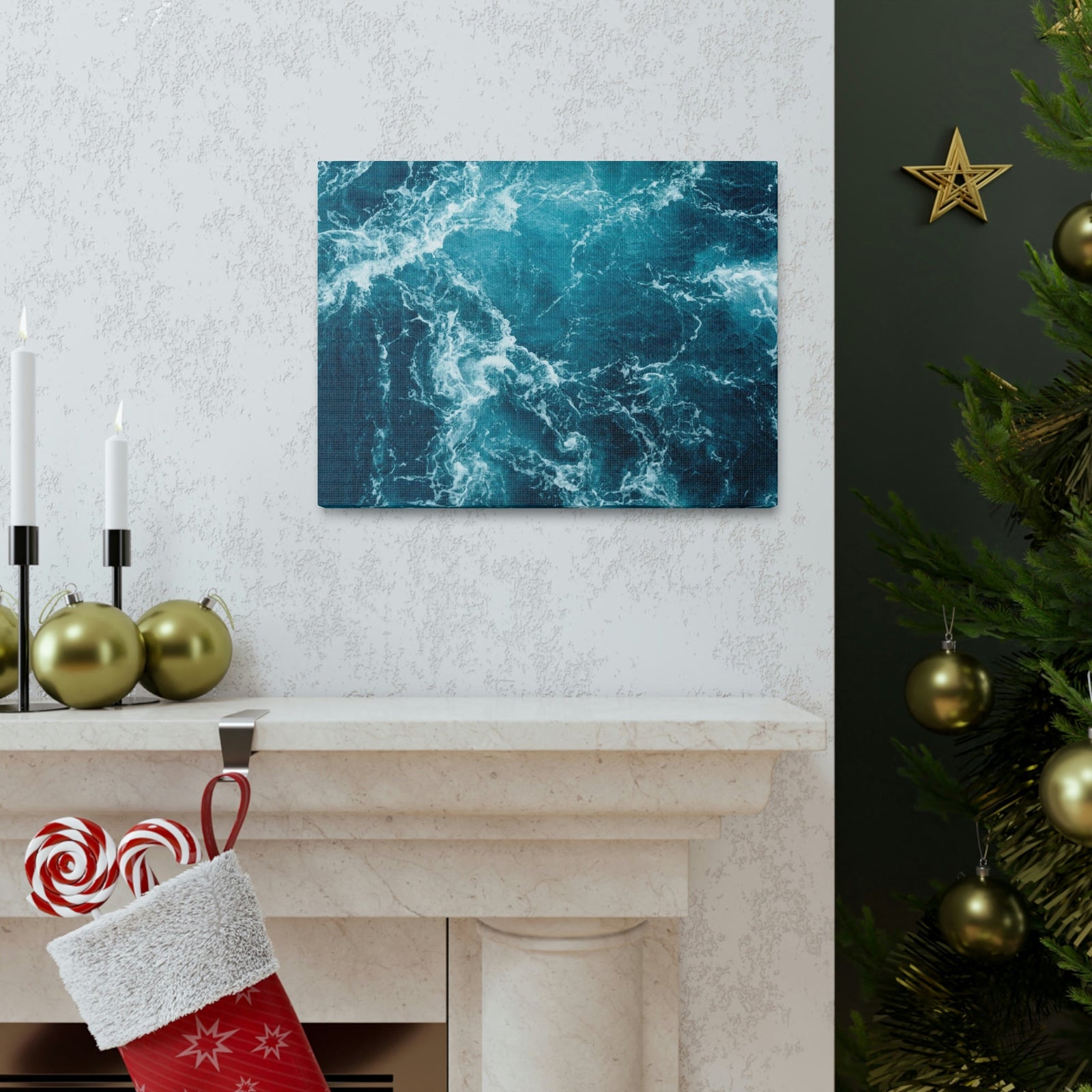 Interesting Atlantic Ocean Scene Beautiful Impressive and Remarkable Beauty Nature Scene Small Ocean Waves Wall Art Ready to Hang Unframed-Express Your Love Gifts