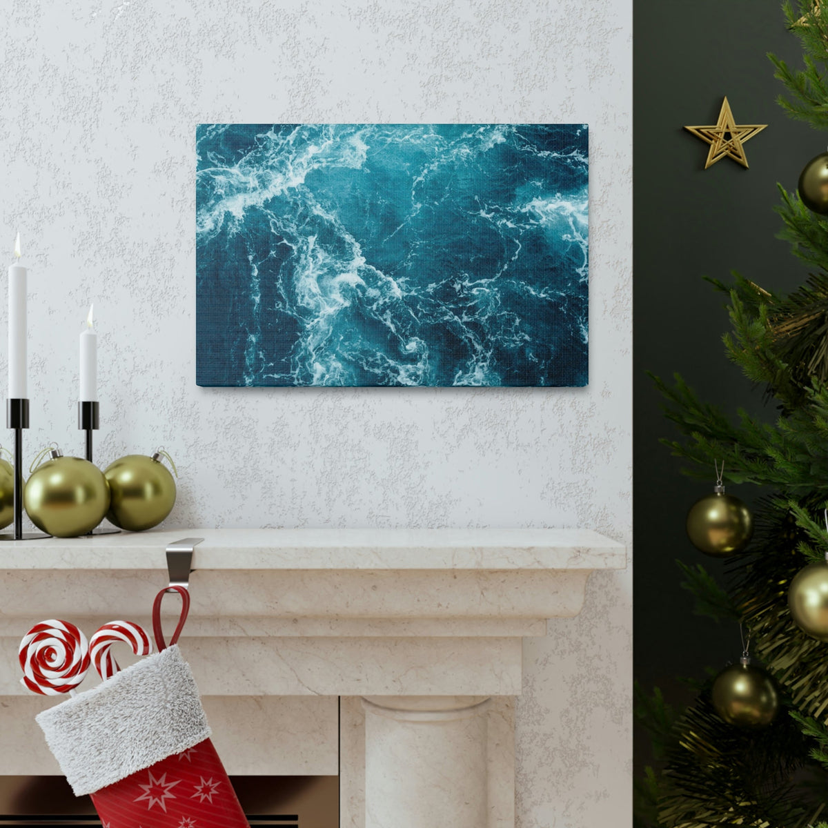 Interesting Atlantic Ocean Scene Beautiful Impressive and Remarkable Beauty Nature Scene Small Ocean Waves Wall Art Ready to Hang Unframed-Express Your Love Gifts