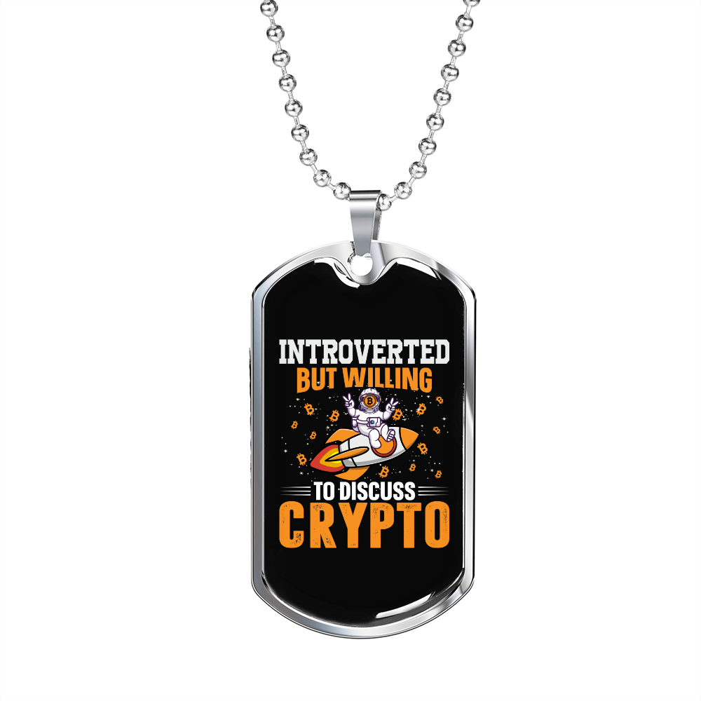 Introverted Crypto Crypto Necklace Stainless Steel or 18k Gold Dog Tag 24" Chain-Express Your Love Gifts