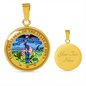 Iowa State Seal Necklace Circle Pendant Stainless Steel or 18k Gold 18-22"-Express Your Love Gifts