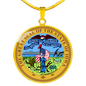 Iowa State Seal Necklace Circle Pendant Stainless Steel or 18k Gold 18-22"-Express Your Love Gifts