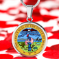 Iowa State Seal Necklace Circle Pendant Stainless Steel or 18k Gold 18-22"-Express Your Love Gifts