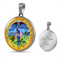 Iowa State Seal Necklace Circle Pendant Stainless Steel or 18k Gold 18-22"-Express Your Love Gifts
