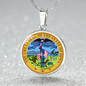 Iowa State Seal Necklace Circle Pendant Stainless Steel or 18k Gold 18-22"-Express Your Love Gifts