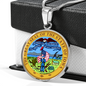 Iowa State Seal Necklace Circle Pendant Stainless Steel or 18k Gold 18-22"-Express Your Love Gifts