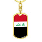 Iraq Flag Keychain Dog Tag Stainless Steel or 18k Gold-Express Your Love Gifts