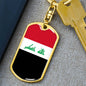Iraq Flag Keychain Dog Tag Stainless Steel or 18k Gold-Express Your Love Gifts
