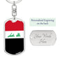 Iraq Flag Keychain Dog Tag Stainless Steel or 18k Gold-Express Your Love Gifts