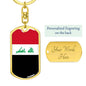 Iraq Flag Keychain Dog Tag Stainless Steel or 18k Gold-Express Your Love Gifts