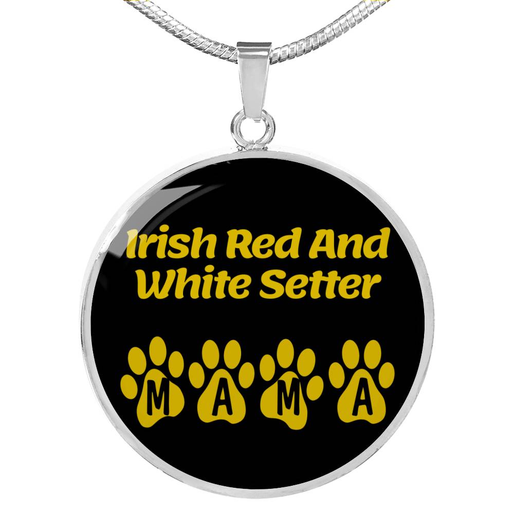 Irish Red And White Setter Mama Circle Necklace Stainless Steel or 18k Gold 18-22" Dog Owner Lover-Express Your Love Gifts