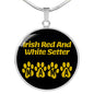 Irish Red And White Setter Mama Circle Necklace Stainless Steel or 18k Gold 18-22" Dog Owner Lover-Express Your Love Gifts