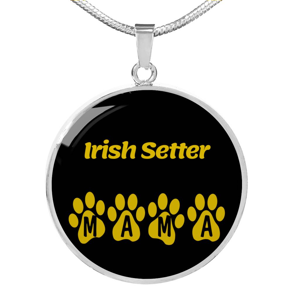 Irish Setter Mama Circle Necklace Stainless Steel or 18k Gold 18-22" Dog Owner Lover-Express Your Love Gifts