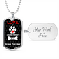 Irish Terrier Love Is Stainless Steel or 18k Gold Dog Tag 24" Chain-Express Your Love Gifts