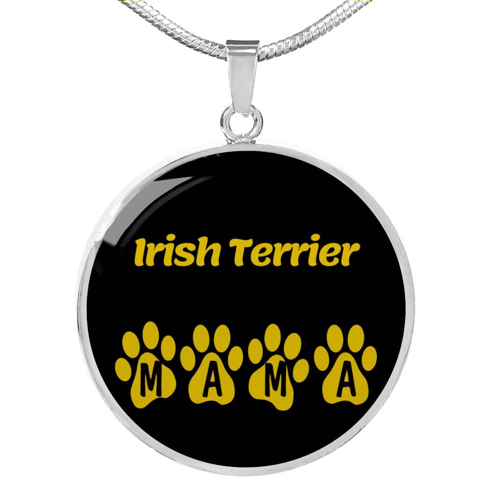 Irish Terrier Mama Circle Necklace Stainless Steel or 18k Gold 18-22" Dog Owner Lover-Express Your Love Gifts