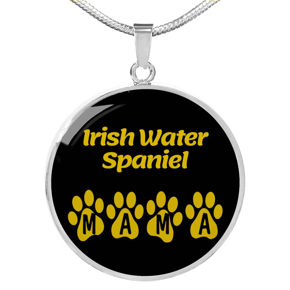 Irish Water Spaniel Mama Circle Necklace Stainless Steel or 18k Gold 18-22" Dog Owner Lover-Express Your Love Gifts