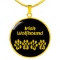 Irish Wolfhound Mama Circle Necklace Stainless Steel or 18k Gold 18-22" Dog Owner Lover-Express Your Love Gifts