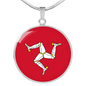 Isle Of Man Flag Necklace Circle Pendant Stainless Steel or 18k Gold 18-22"-Express Your Love Gifts