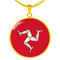 Isle Of Man Flag Necklace Circle Pendant Stainless Steel or 18k Gold 18-22"-Express Your Love Gifts