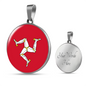 Isle Of Man Flag Necklace Circle Pendant Stainless Steel or 18k Gold 18-22"-Express Your Love Gifts