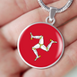 Isle Of Man Flag Necklace Circle Pendant Stainless Steel or 18k Gold 18-22"-Express Your Love Gifts