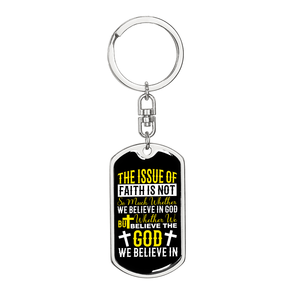 Issue Of Faith Keychain Stainless Steel or 18k Gold Dog Tag Keyring-Express Your Love Gifts