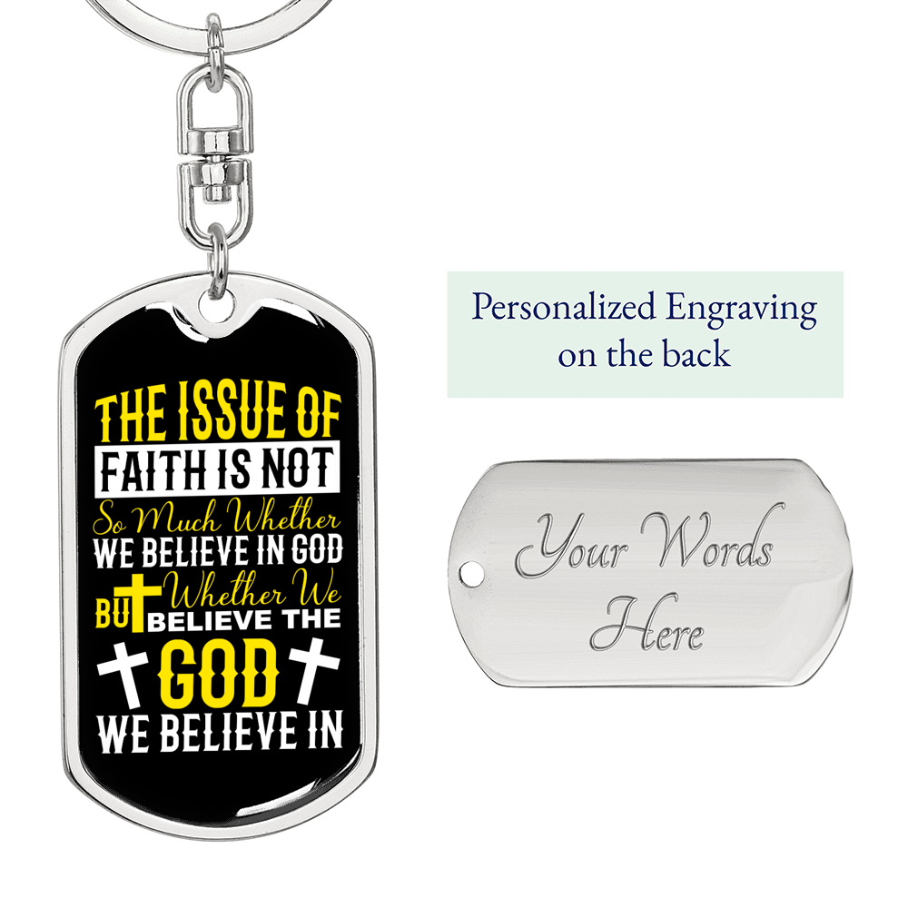 Issue Of Faith Keychain Stainless Steel or 18k Gold Dog Tag Keyring-Express Your Love Gifts
