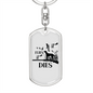 It Flies It Dies Keychain Stainless Steel or 18k Gold Dog Tag Keyring-Express Your Love Gifts